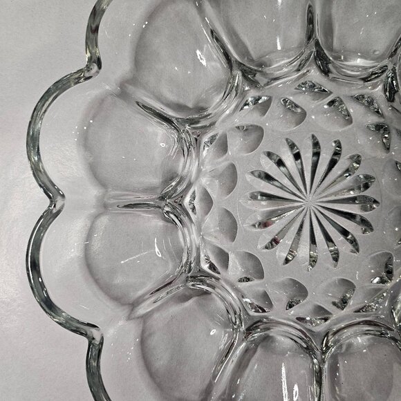 Vintage Clear Anchor Hocking Egg Platter Deviled Egg Plate Excellent Condition - Picture 4 of 8